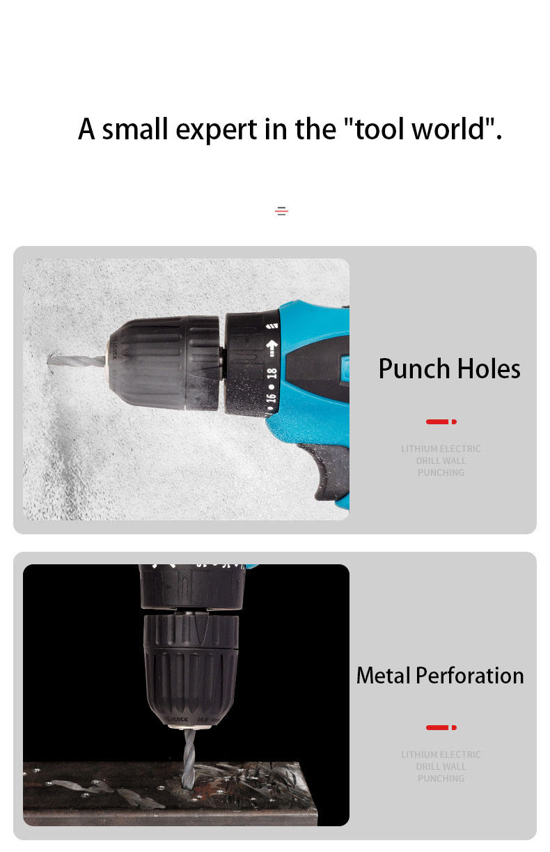 Cordless Electric Drill & Screwdriver, Two-Speed Power Tools, Rechargeable Li-ion Battery, DIY Driver, 12V