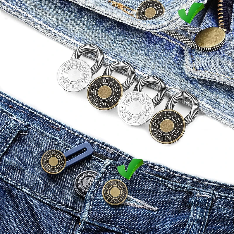 ใหม่ 10/5/1PC ปุ่มโลหะ Extender สําหรับกางเกงกางเกงยีนส์ฟรีเย็บปรับ Retractable เอว Extenders ปุ่มเข็มขัด Expander
