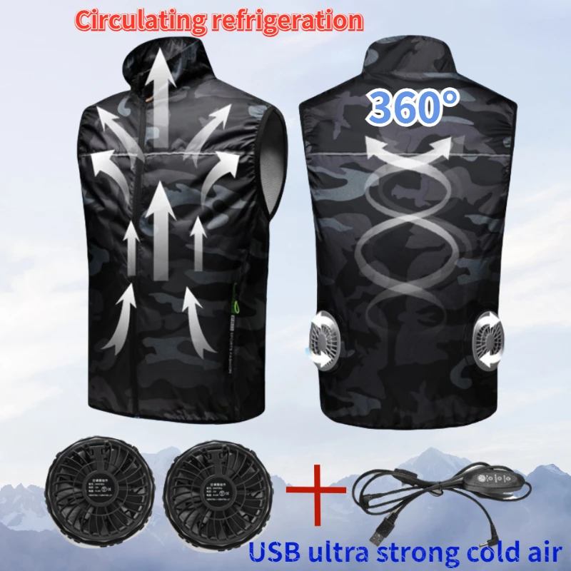 Chaleco fresco de verano, ventilador de refrigeración portátil, aire acondicionado, ropa para exteriores, pesca táctica, chaqueta de trabajo sin mangas