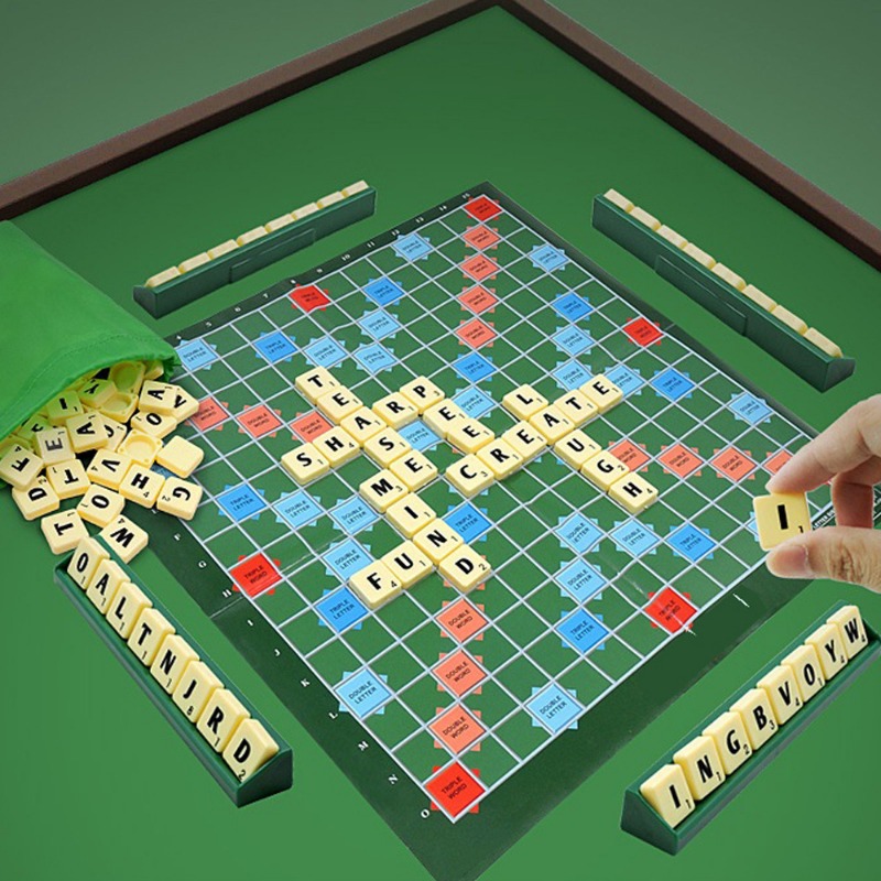 2-4 Personen Englisch Rechtschreibung Solitaire Box Alphabet Schach Lernspielzeug Reisen Englisch Alphabet Scrabble Puzzle Brettspiel