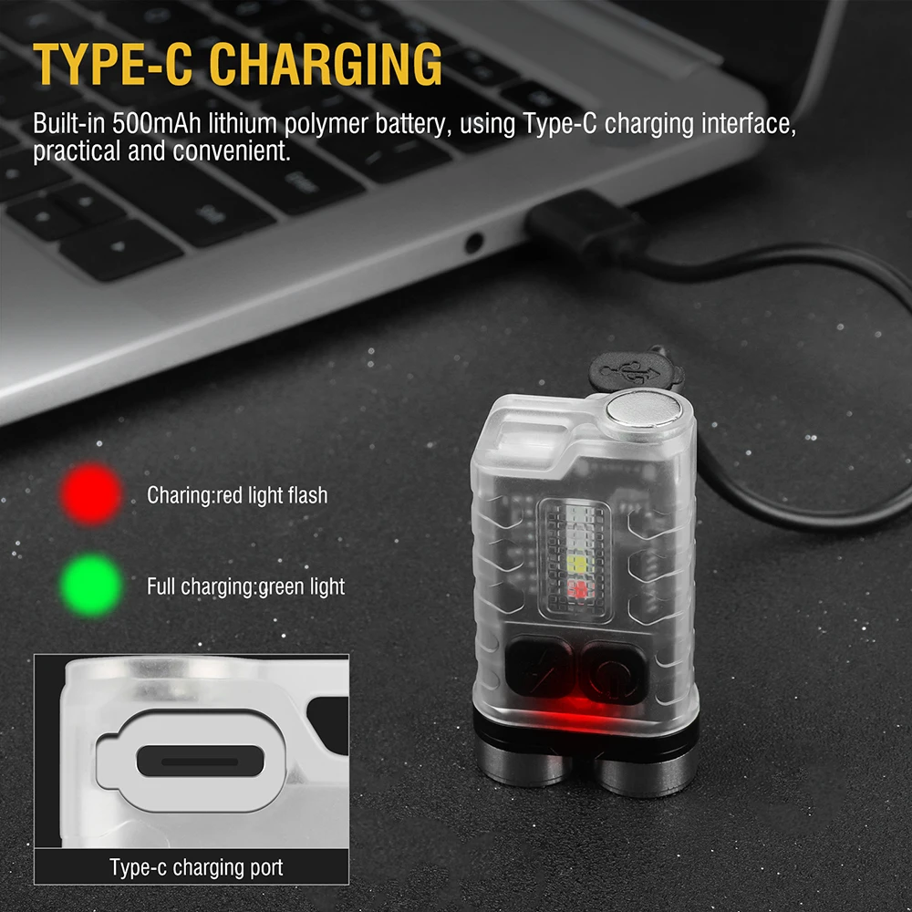 BORUiT V3 llavero UV LED EDC linterna tipo C recargable luz de trabajo antorcha con imán impermeable Camping linterna de bolsillo