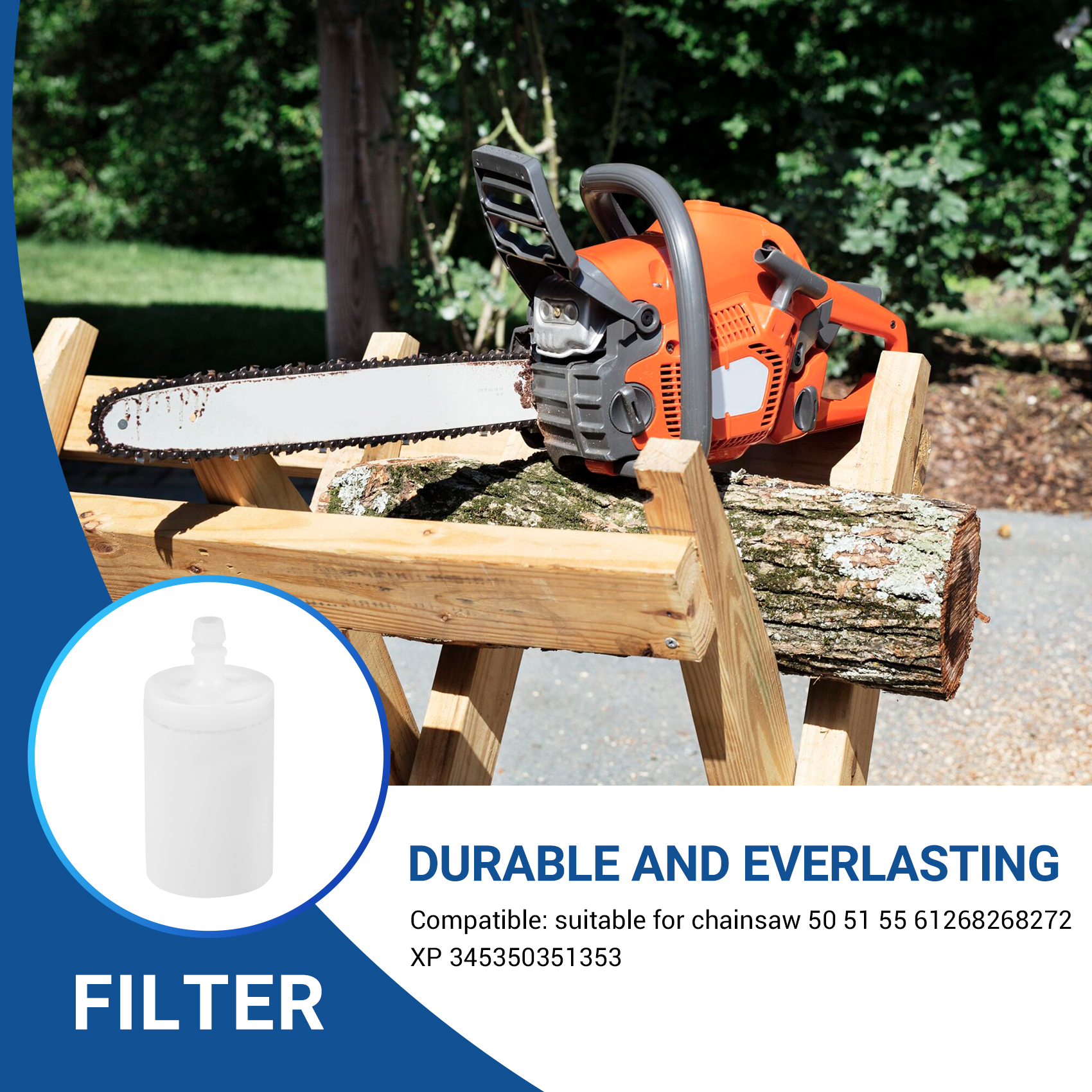 Husqvarnaチェーンソー用ガス燃料フィルター,新しい部品,50 51 55 61 268 272 xp 345350351353, 10個