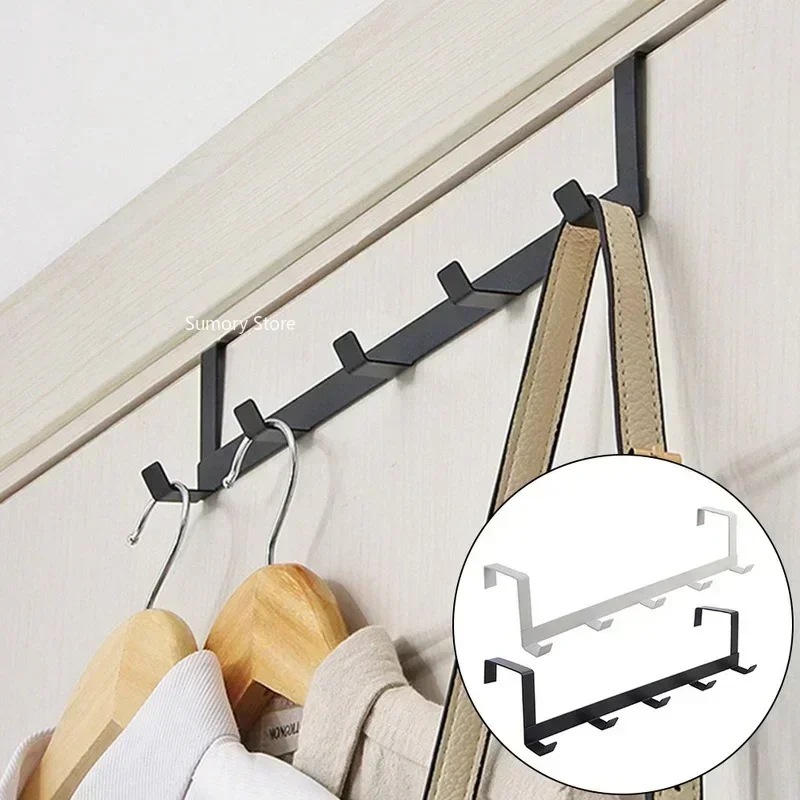 Appendiabiti sopra la porta 5 ganci Organizzatore domestico Appendiabiti in metallo Appendiabiti in stoffa Appendiabiti per cappelli Accessori per la cucina del bagno