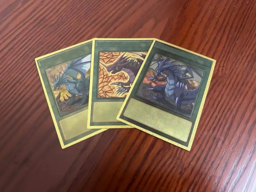 55pcs ฟอยล์สีทองพลาสติก Yu Gi Oh อะนิเมะการ์ดภาษาอังกฤษ Blue Eyes Exodia Obelisk Slifer Ra Yugioh คลาสสิก Proxy การ์ดเด็ก