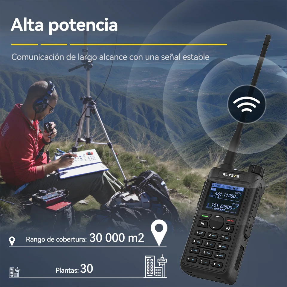 Retevis C62 walkie talkies de largo alcance radio a pilas emisora radioaficionado radio emergencia supervivencia radio portátil recargable walkie talkie larga distancia profesionales UHF VHF camping radio supervivencia