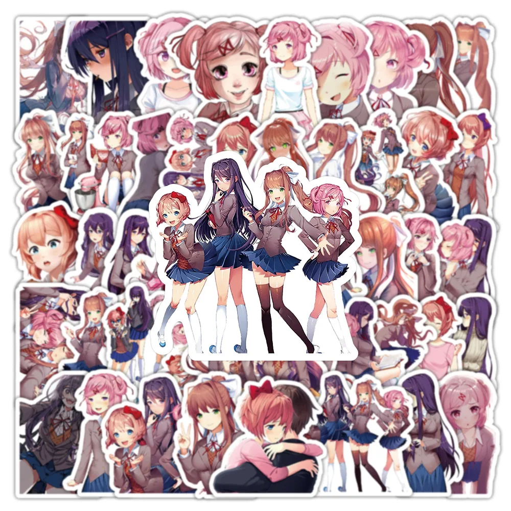 10/50 Uds pegatinas DDLC juego de amor Graffiti pegatina impermeable equipaje maleta teléfono portátil motocicleta monopatín botella de agua