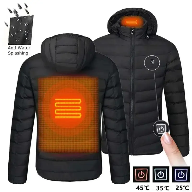 9/21 Bereiche Beheizte Jacke Winter Warme Weste USB Herren Heizjacke Beheizte Weste Mantel Jagd Wandern Camping Outdoor Männliche Kleidung