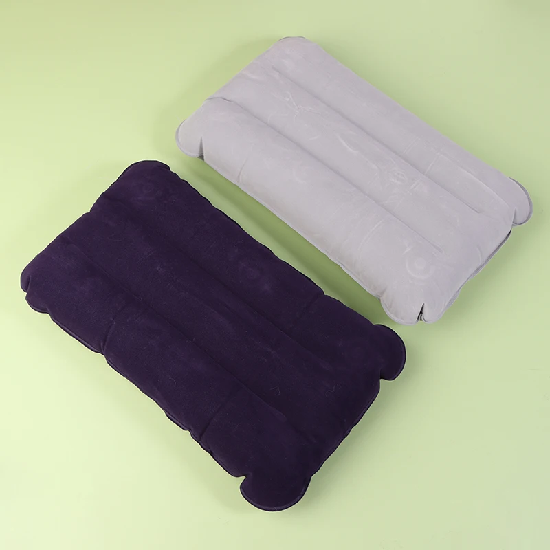Almohada inflable portátil de PVC flocado, almohada de aire para dormir para acampar, viajes, senderismo al aire libre, vuelo, almohada plegable para reposacabezas