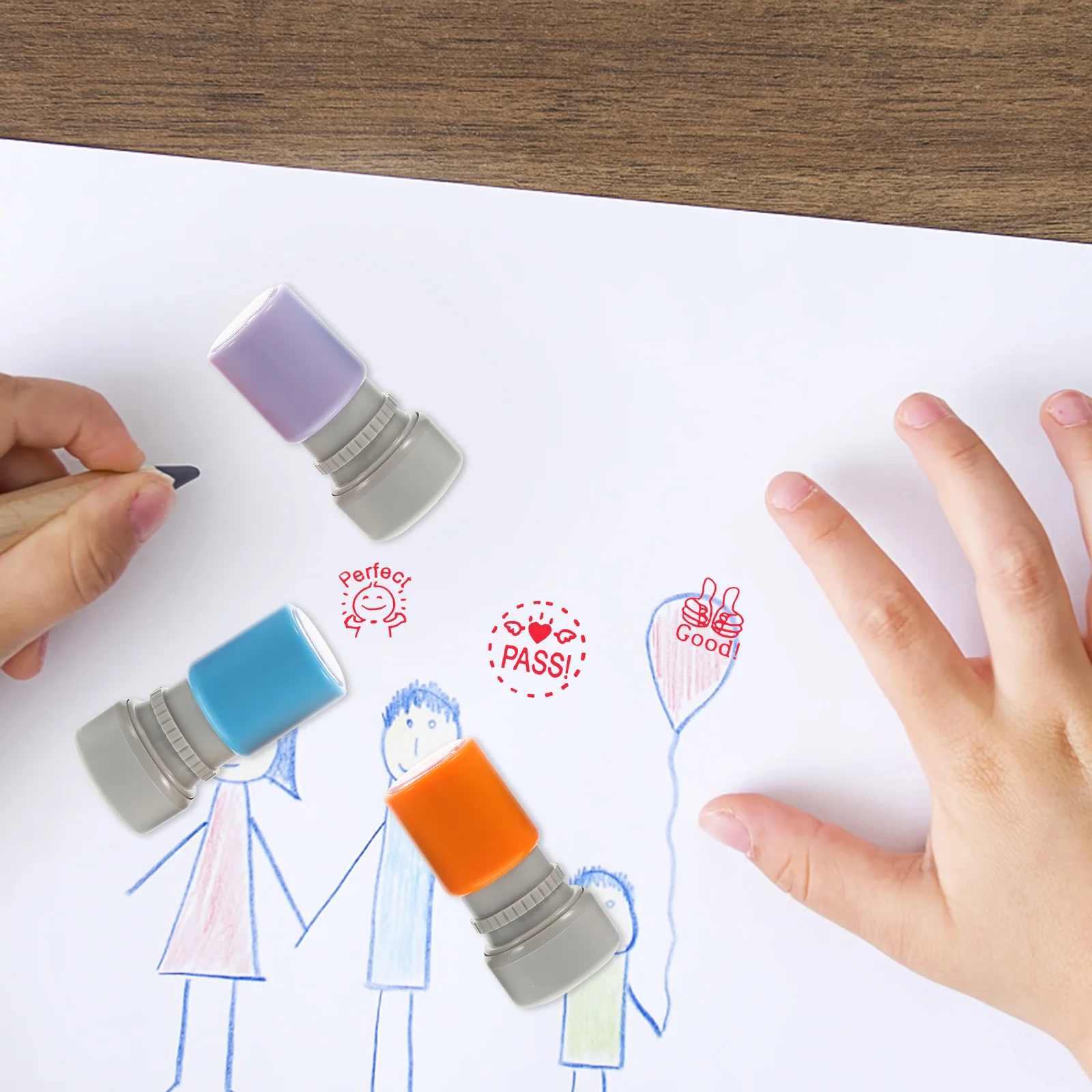 6 ชิ้นแสตมป์เด็กการ์ตูน Chapter Multi - function Stampers ครูขนาดเล็กการศึกษาเด็กนักเรียนแบบพกพา