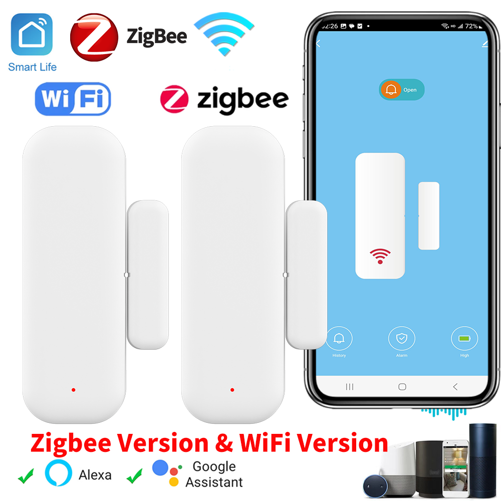 Tuya WiFi Zigbee Sensor de puerta Sensor de ventana Sensor de contacto para hogar inteligente aplicación remota Control para Yandex Alexa