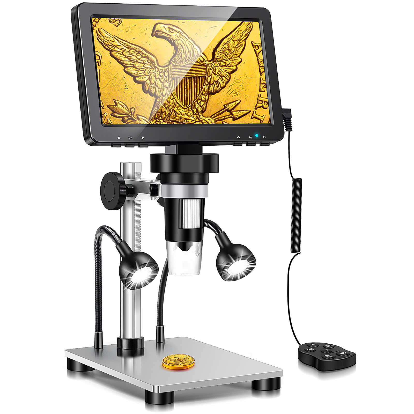 RIEVBCAU Digital Microscope 1200x Magnification HD USB Professional Electron Microscopios For Repairing With 10 LED Light