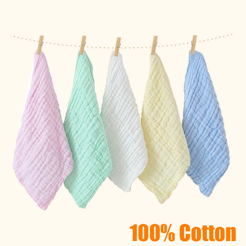 5PCS Baby Badetuch 100% Baumwolle Musselin Quadrate 6 Schichten Gaze Kind Waschlappen Gesicht Waschen Wischen Hand Weiche Neugeborenen zeug Taschentuch