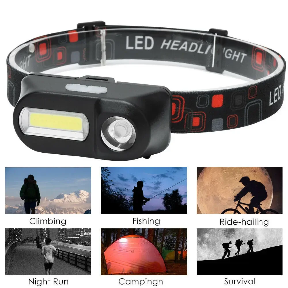 Mini faro LED portátil XPE + COB, recargable por USB, con batería 18650, luz para acampar al aire libre, faro para pesca nocturna