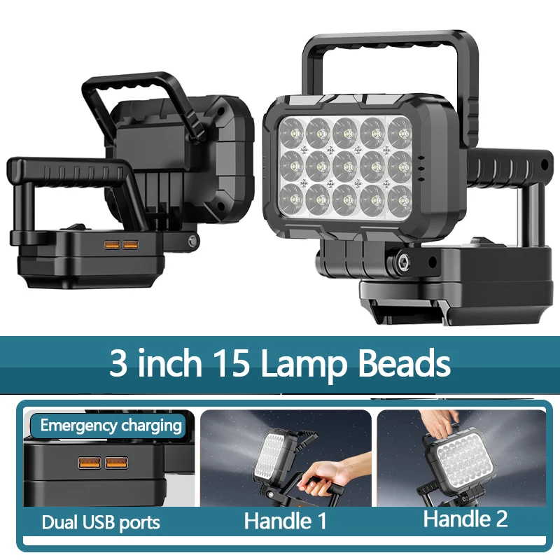 LED Work Light for Makita 18V Battery Flashlight Portable Flood Lights Cordless Batteries Lamp with USB Port Outdoor Emergencies