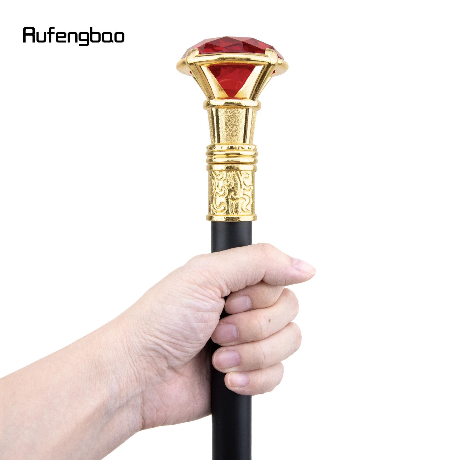 ハロウィーン用の装飾的なウォーキング杖、レッドダイヤモンドタイプ、ゴールデンシングルジョイント、ファッショナブルなクローザー、コスプレパーティー、93cm