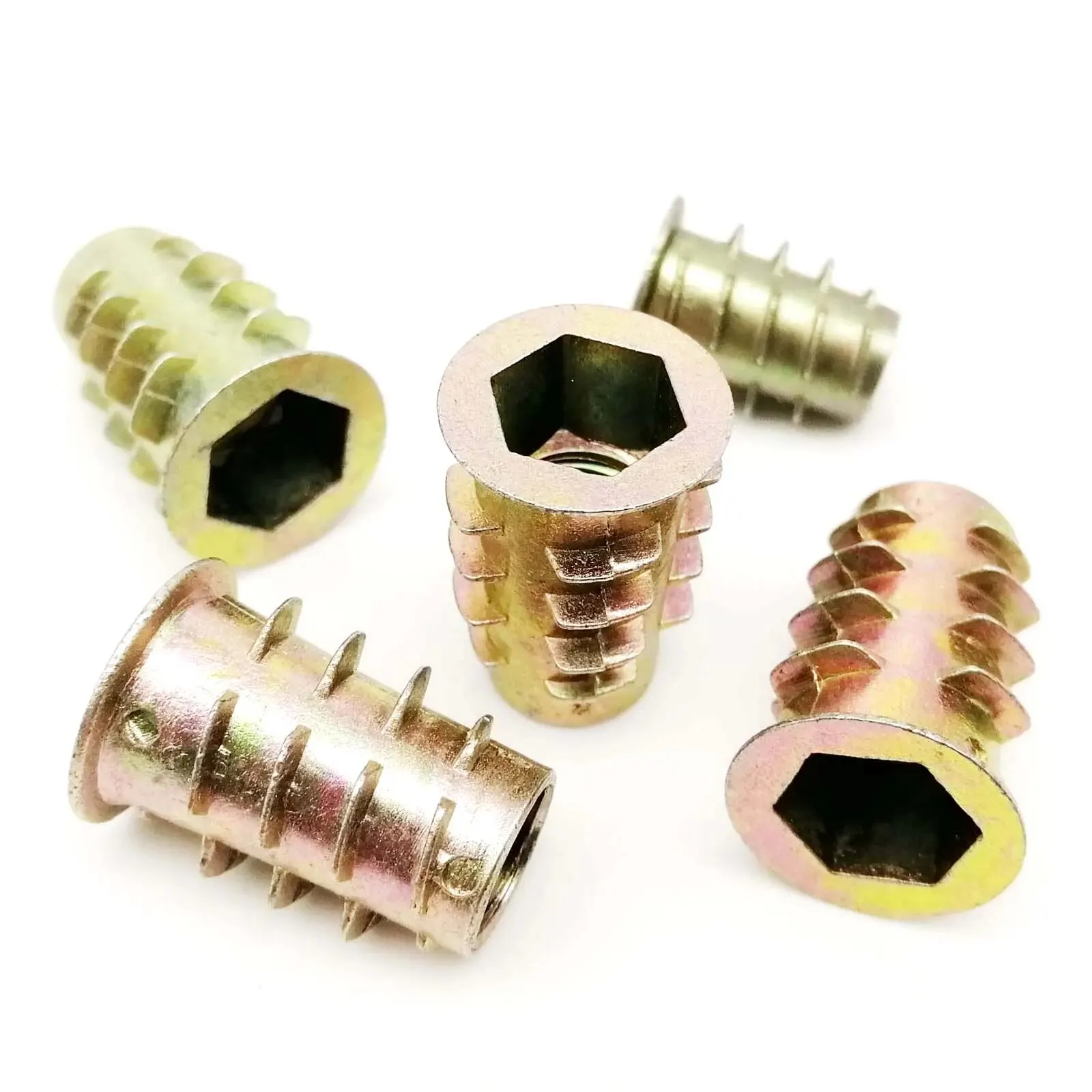 Tuerca de inserción integrada, tuerca E M4 M5 M6 M8 M10, cabezal Allen hexagonal para muebles de madera, rosca interior y exterior, 10/20 piezas