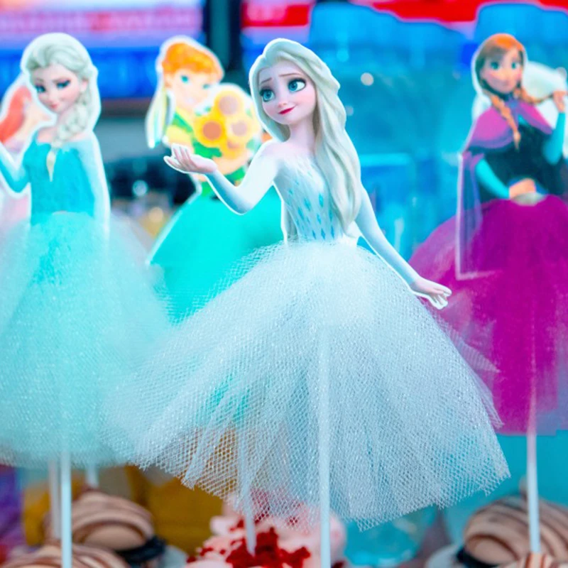 Decoraciones para tartas de Disney, adornos de princesa Frozen, Blancanieves, Sofía, cumpleaños, Baby Shower, Cupcake, bandera para pastel de boda, 1/2/5/10 piezas