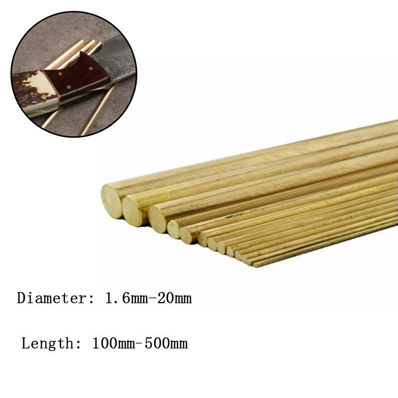 Diametro 1.6-20mm Lunghezza 100-500mm Hardware Barra tonda in ottone Asta per coltello fai da te Manico circolare Tubo metallico Modellismo Asta in ottone