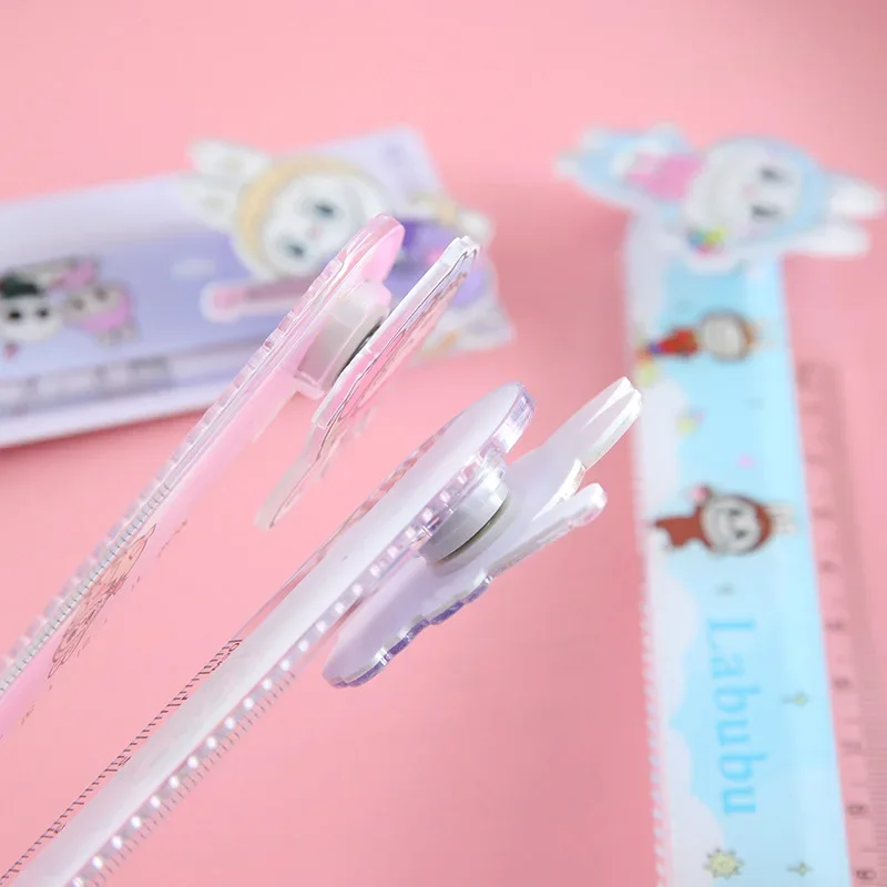 Cute Rabbit Ruler Pressure Reducing Hot Selling Rotating Head 15cm Acrylic Color Student Measuring Scale Learning Stationery