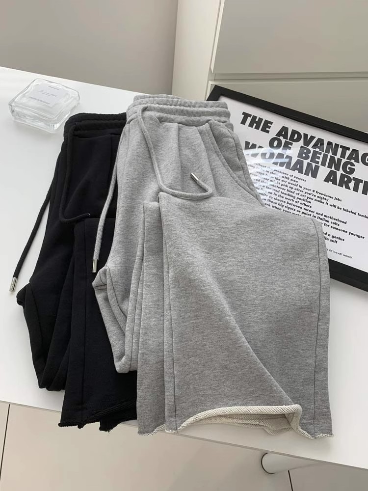 Harajuku Sle Loose Wide Leg Casual Sweatpants Women's Autumn Winter New Roll up Sensation Floor Length Pants Drawstring Str...