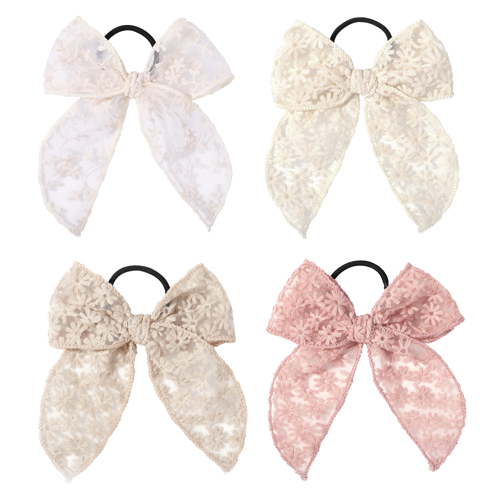 Moda bonito oco para fora bordado flor arcos faixa de cabelo crianças acessórios para o cabelo artesanal rendas headwear menina presente