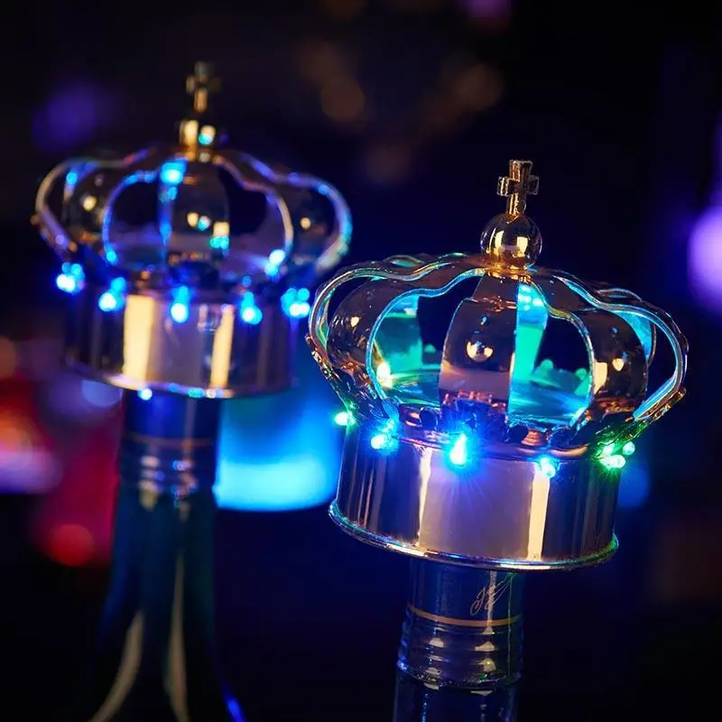 Bastón estroboscópico con forma de corona de champán para bar, barra de vino creativa con luz Led para carreras de caballos, botella luminosa