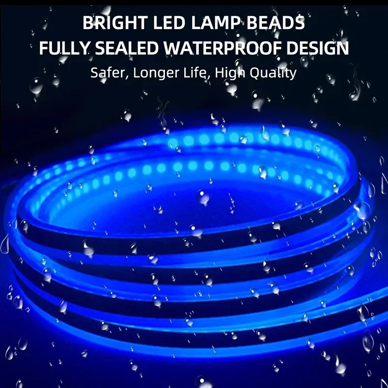 120cm 150cm 180cm digitalização de partida led luz do capô do carro luz circulação diurna universal flexível dinâmico carro drl 12v luz ambiente