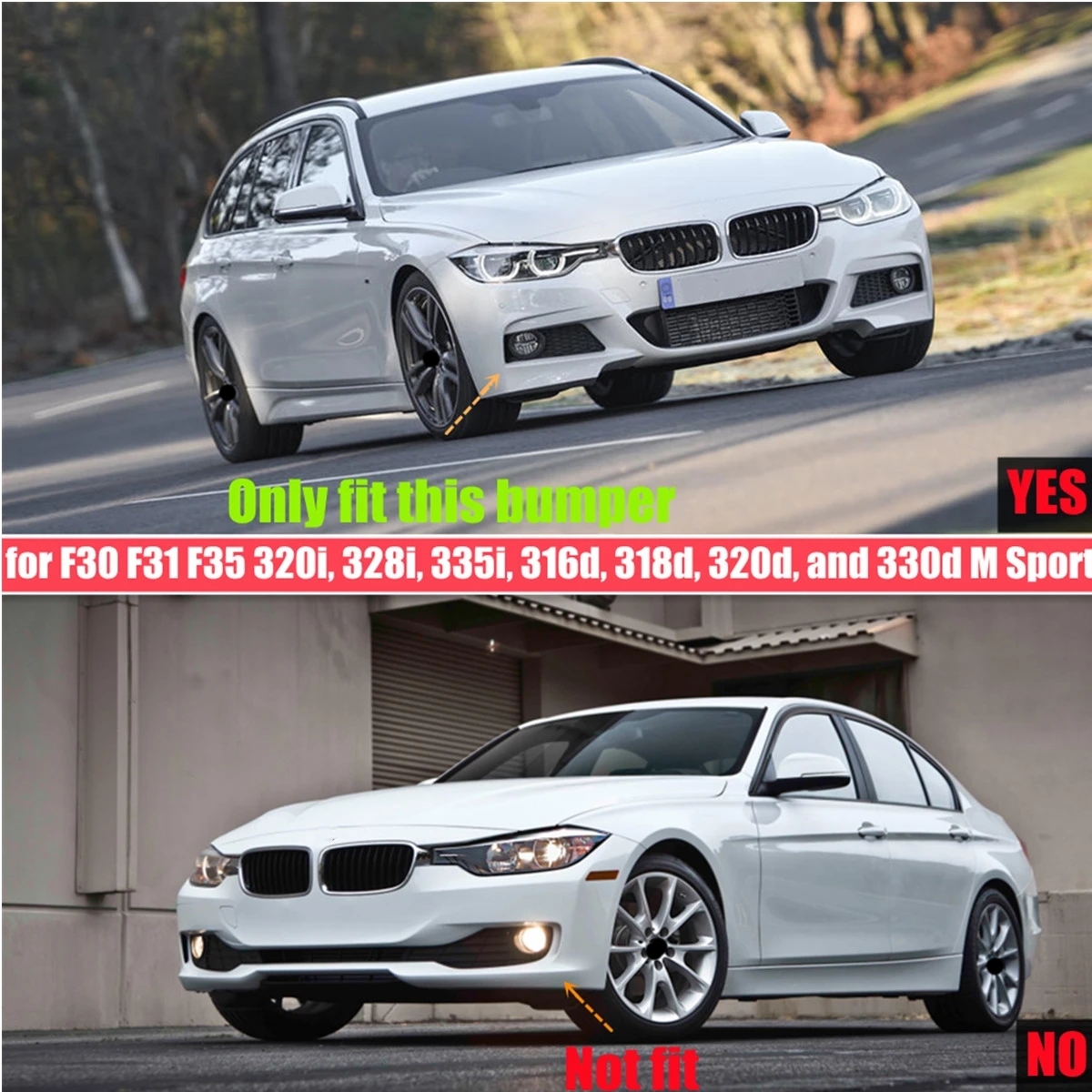 Bmw F30 F31 M スポーツ 2012-2019 フロントバンパーリップスプリッターカナードスポイラー 1 ペア車のフォグランプ眉毛フレームカバーグリル