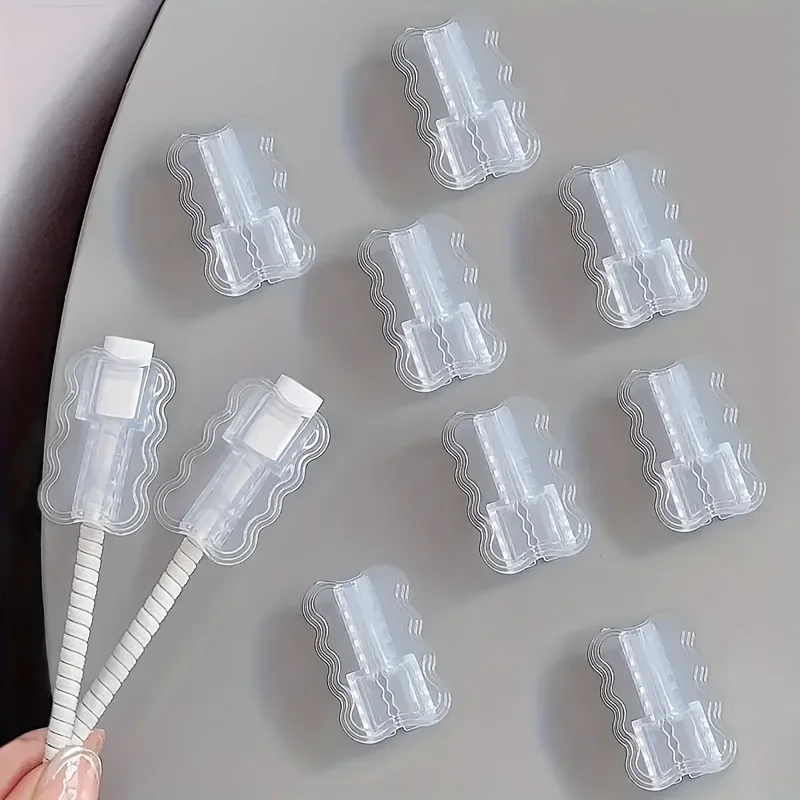 10 ชิ้น, ปลอกหุ้มสายชาร์จ, ตัวป้องกันสายชาร์จป้องกันการหักงอ, อุปกรณ์จัดการสายเคเบิลแบบยืดหยุ่นสำหรับโรงเรียนและบ้าน