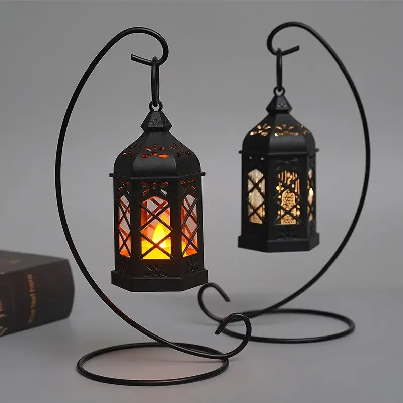 Lámpara LED de escritorio Retro, lámpara de viento Hexagonal creativa, vela portátil y lámpara de caballo, regalo de decoración de ambiente