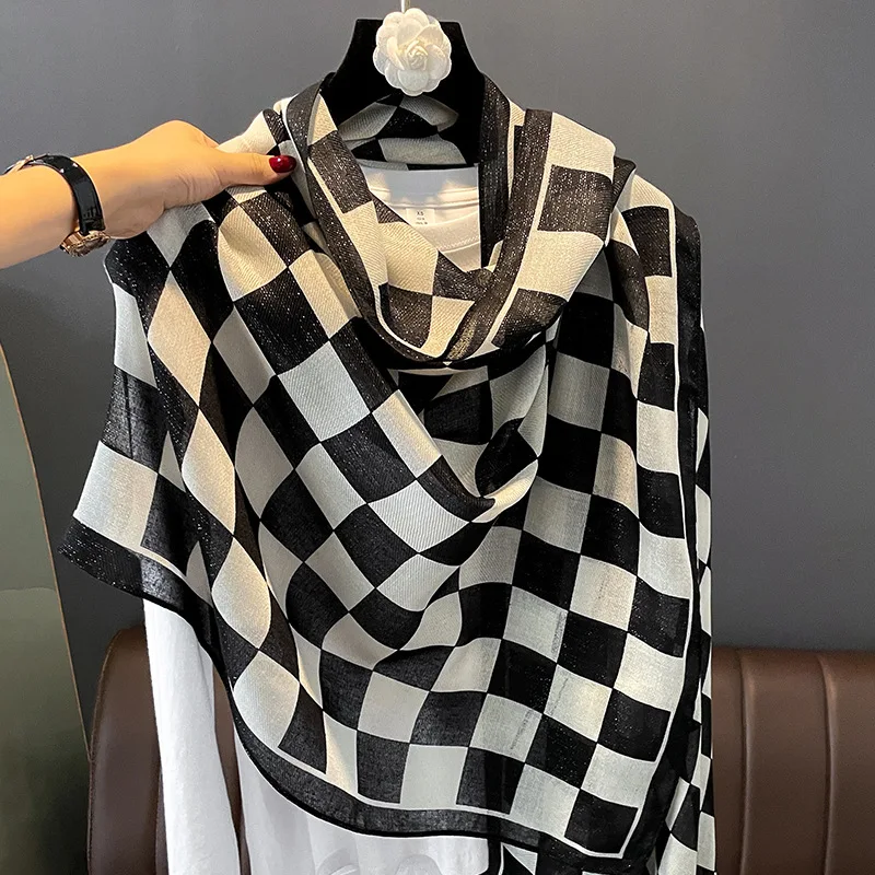 Algodão Hijab cabeça lenços para mulheres, feminino Foulard, Pashmina, inverno xales e capas, marca de luxo, bandana