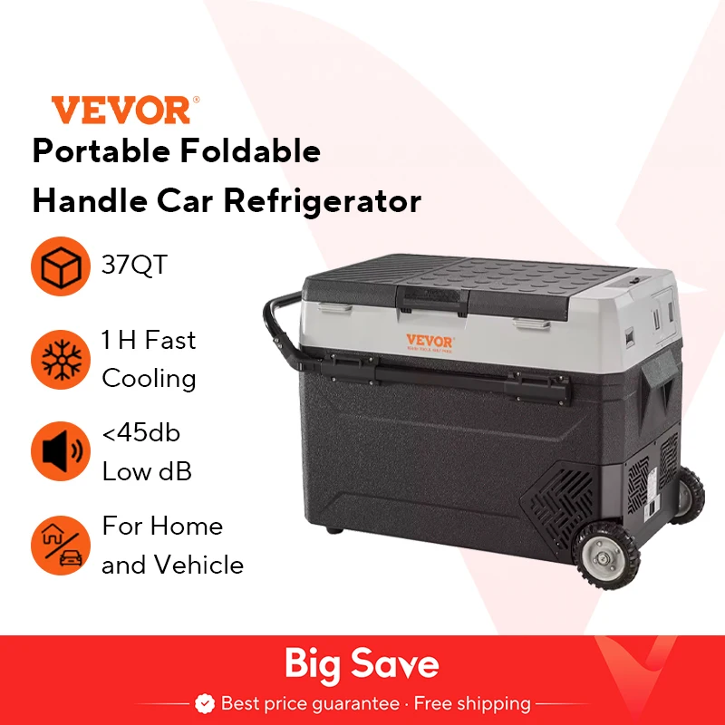 VEVOR 35L/45L/55L Maniglia Pieghevole Portatile Frigorifero per Auto con Ruota Compressore Congelatore per Il Campeggio Picnic Auto Casa Traval