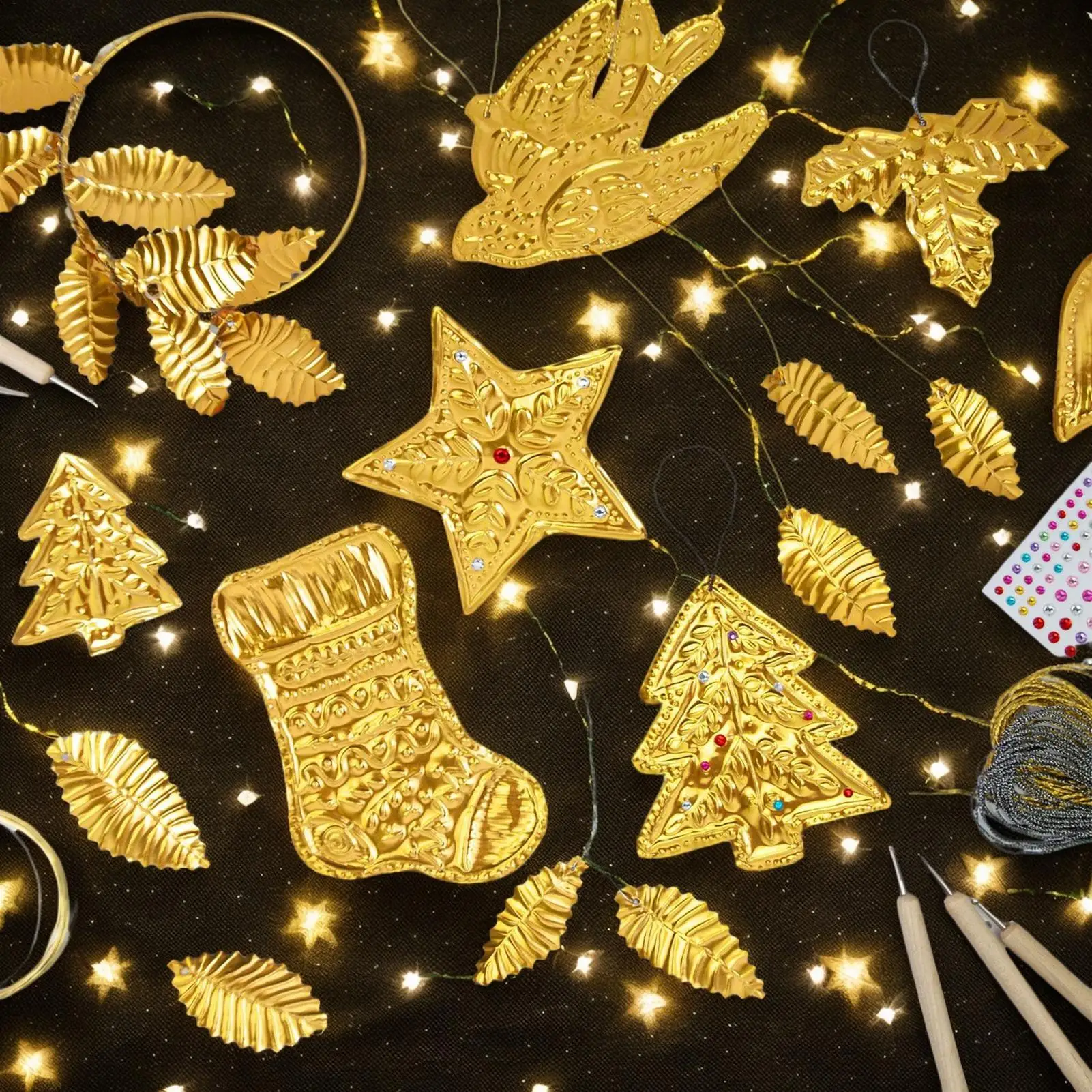 Foil Sheets For Crafts Metal Embossing Art Kit Silver Shimmer Gold Crafting Accessory For Kids Adults Engraving Painting Art
