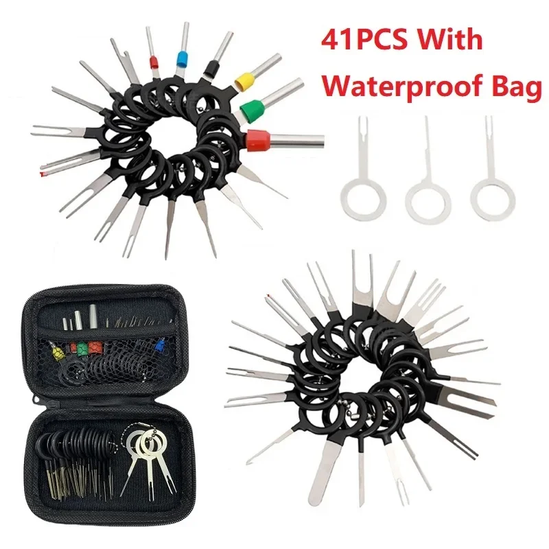 Kit de extracción de terminales de bolsa impermeable, herramientas de reparación de terminales, Extractor de pines, cableado de lápiz óptico, 41 Uds./38 Uds.