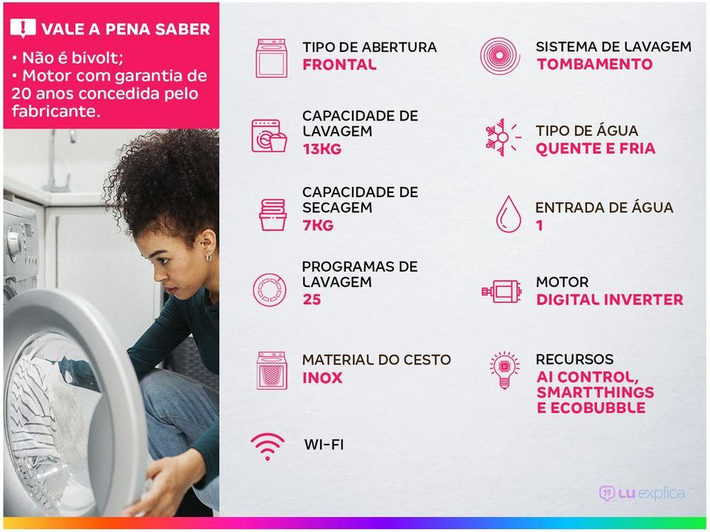 Lava e Seca Smart Samsung WD13T 13kg Digital Inverter 3 em 1 Água Quente e Fria - 220V