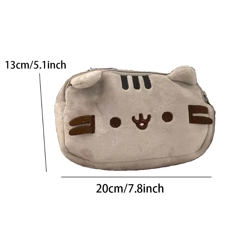 1PC 애니메이션 뚱뚱한 회색 고양이 봉제 인형 연필 가방 (학생 및 어린이용) 고양이 모양 필통 대용량 연필 케이스
