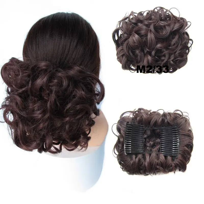 Zolin Synthetisch Krullend Rommelig Knot Pad Clip op Chignon Haarverlenging Bruiloft Haarstukje Voor Vrouw