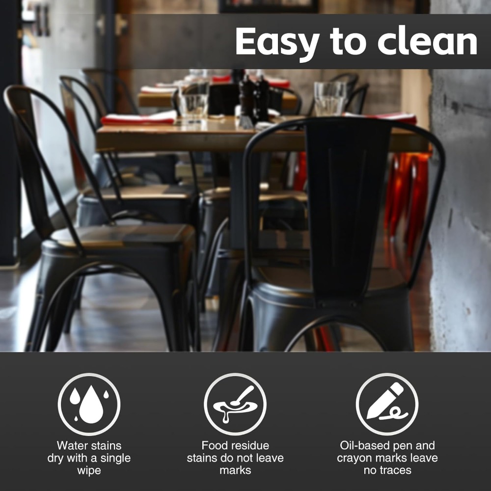 Metal Dining Chair Set of 4 Stackable Indoor Outdoor Industrial Vintage Chairs Bistro Restaurant Kitchen Cafe Side Chairs Matte