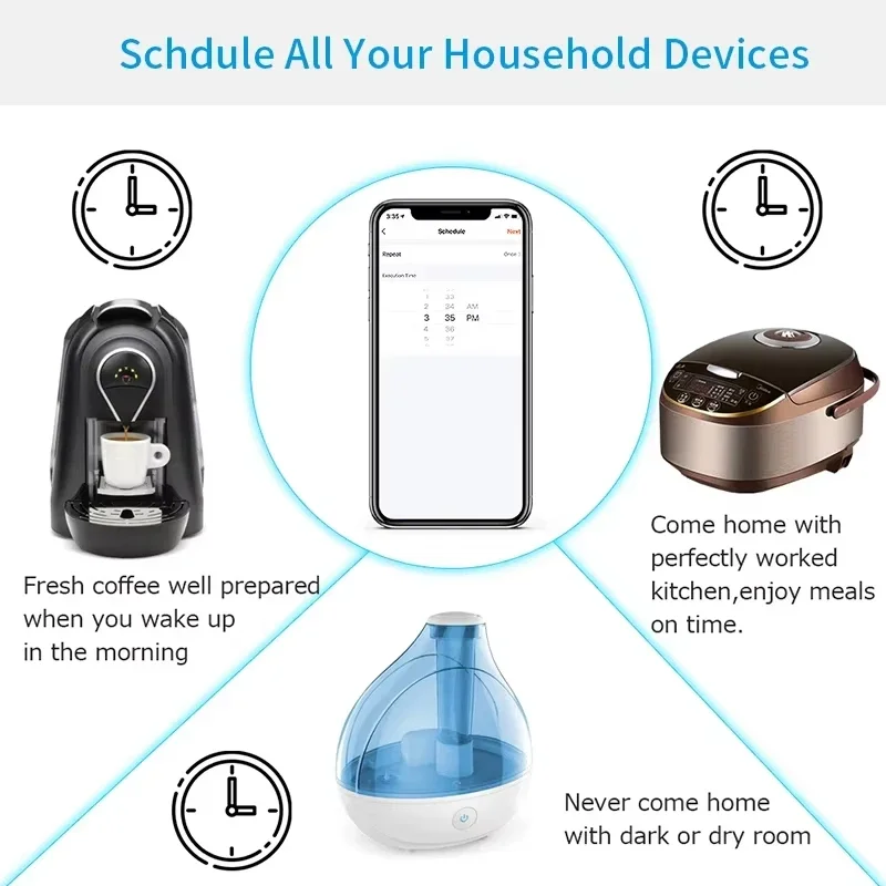 Enchufe inteligente WiFi UE con sincronización de monitoreo de energía Control remoto por aplicación comando de voz para Alexa Google Home uso de vida inteligente