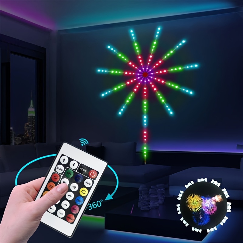 5v magic indoor LED fireworks lamp, LED fireworks emission effect with remote control and APP control, music synchronization RGB