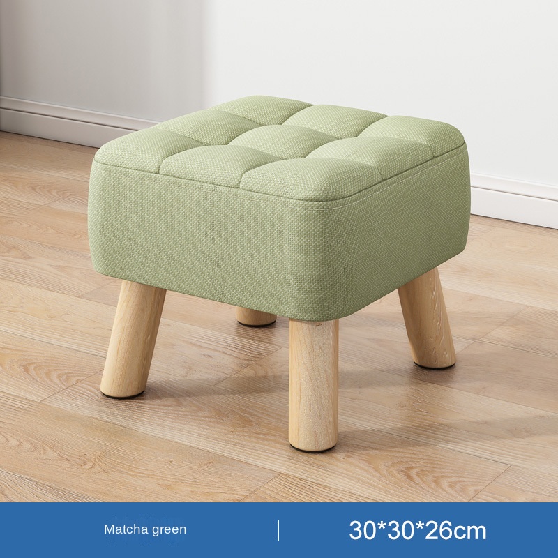 Taburete de cambio de zapatos pequeños, taburetes bajos de tela Simple para sala de estar, reposapiés, bolsa suave, taburete reposapiés con patas de madera