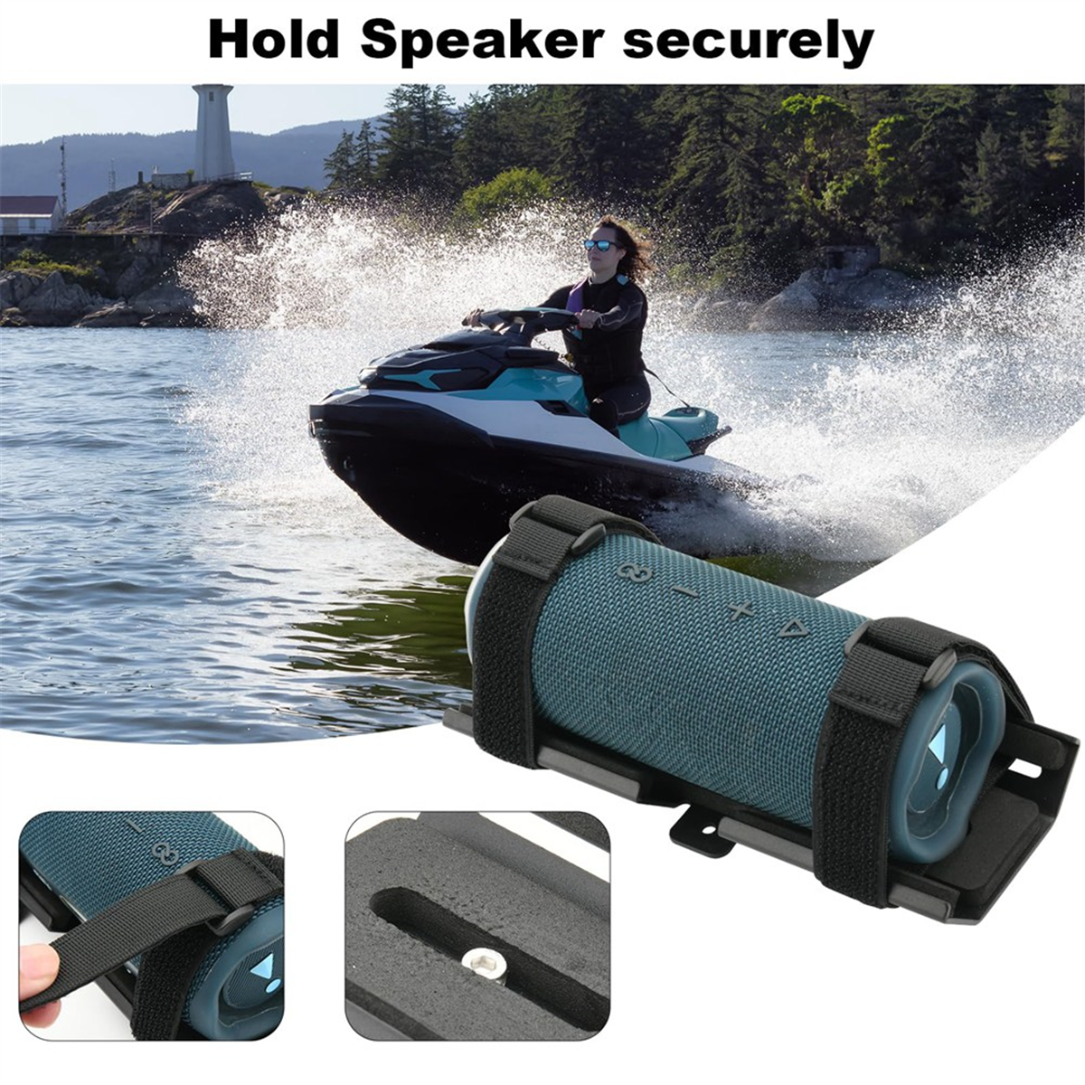 BABQ Portable Speaker Mount for Jet Ski/Snowmobile/Boat/Sea-Doo, Speaker Bracket Metal Speaker Mount Holder for JBL Charge 4