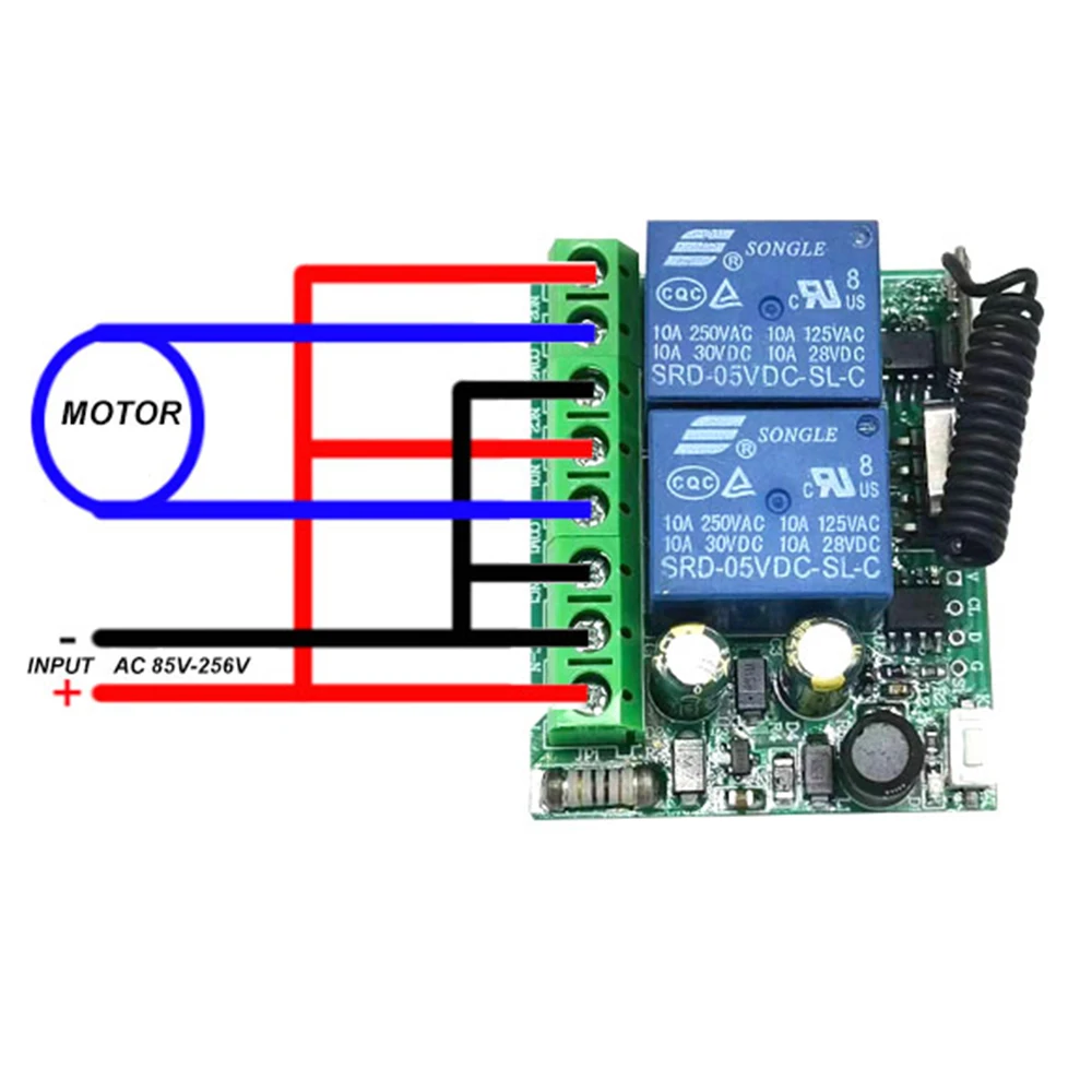 2 kanäle 433 Mhz RF Drahtlose Fernbedienung Schalter AC 85-256 V 220 V 110 V Relais 2CH Empfänger Modul Für Garage Tür Vorhang Licht