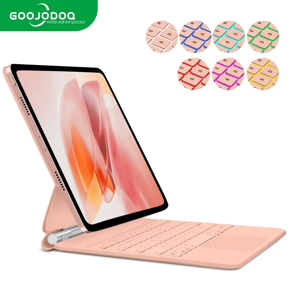 GOOJODOQ Magic Keyboard для iPad Pro 11 дюймов 4-го/3-го/2-го/1-го поколения iPad Air 11 M2 M3 Air 4 Air 5 Плавающая подставка Bluetooth-клавиатура