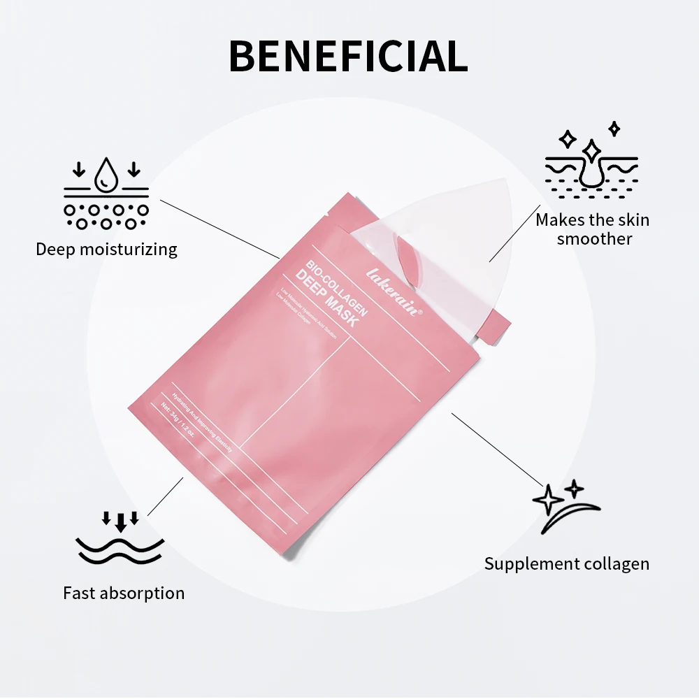 Bio-Collagen Real Deep Mask อาหารเสริม Collagen Hydrating Overnight Hydrogel Mask การปรับปรุงความยืดหยุ่น Pore Minimizing Firming