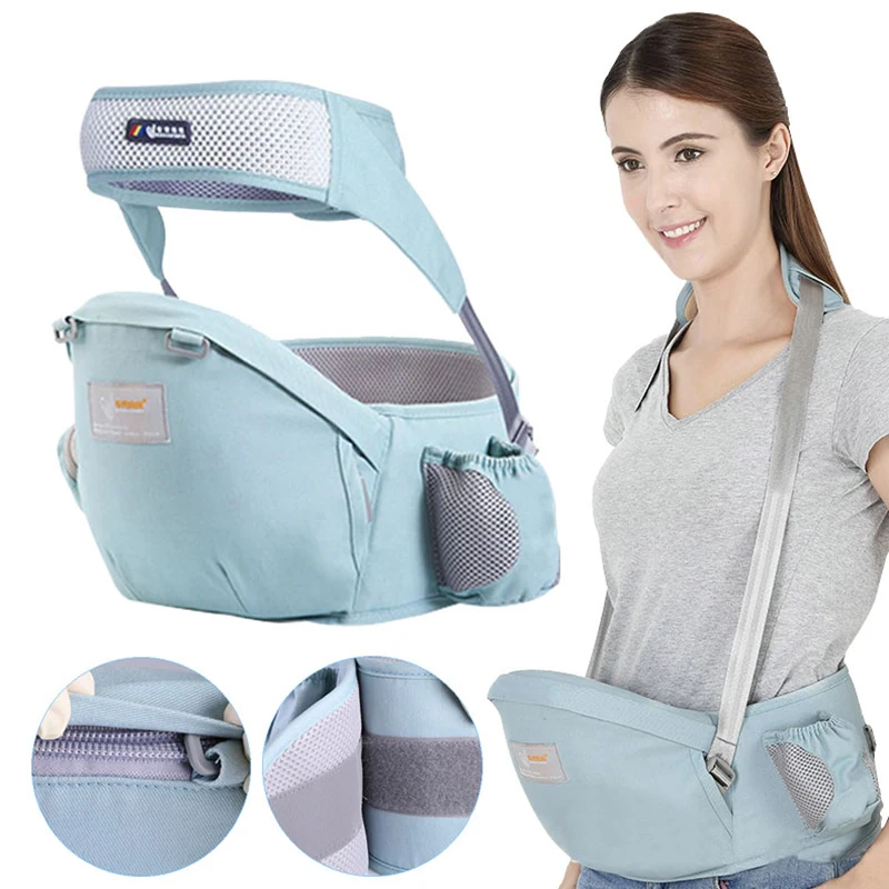 Portabebés de algodón, soporte para bebé, taburete de cintura, portabebés, portabebés, portabebés para bebé, asiento de cadera, bolsa para andadores de bebé, soporte frontal Wra