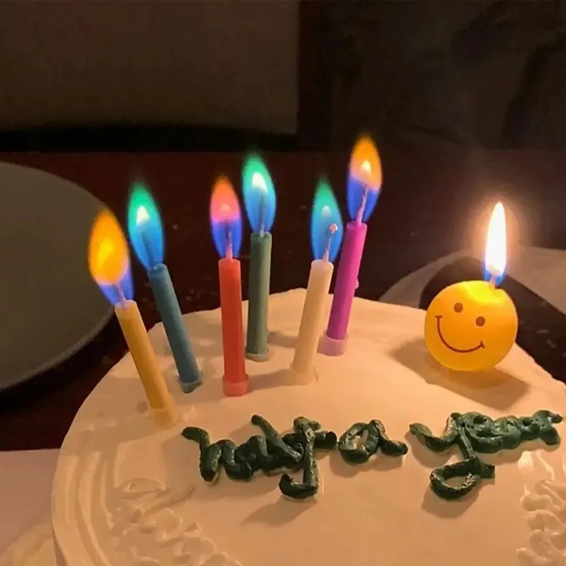 Candele a fiamma colorata multicolore, confezione da 5/12, adatte per torte di compleanno, feste di compleanno e decorazioni di nozze