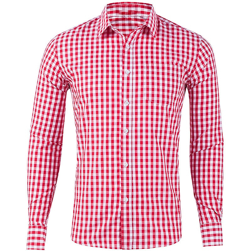Camisa amarilla de manga larga para hombre, 11 colores, solapa a cuadros, ropa de trabajo para fiesta de primavera y otoño, ropa estampada de talla grande XS-6XL