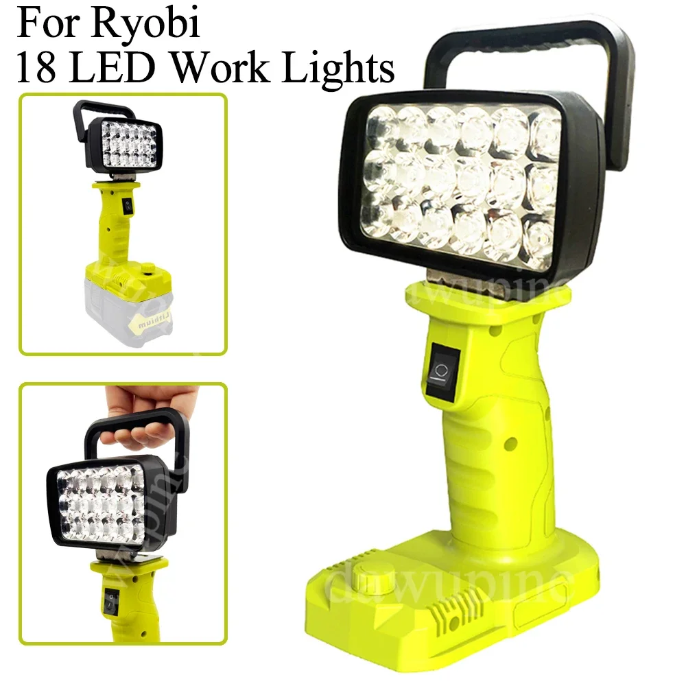 Portable Lanterns Camping Lamp Torch Searchlight Flashlight Spotlight 18 LED Work Lights for Ryobi 18V Lithium Battery P107 P108