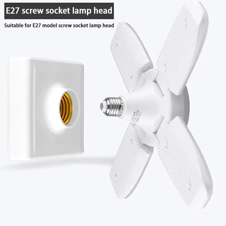 Foldable LED bulb E27 fan blade LED light AC 85-265V 28W spotlight, suitable for home ceiling, room, and garage lighting